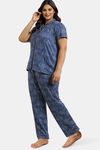 Zivame True Curv Mod Magic Knit Cotton Pyjama Set - Blue Depth — thumbnail 2